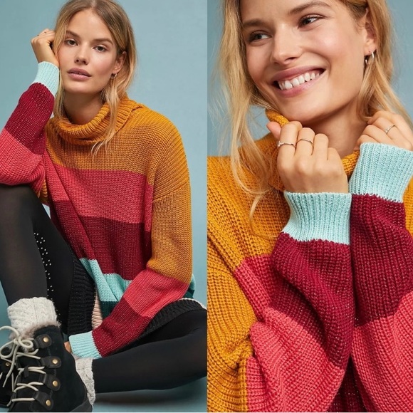 Farm Rio x Anthropologie Boldly Striped Sweater Pullover Dress - Picture 2 of 7